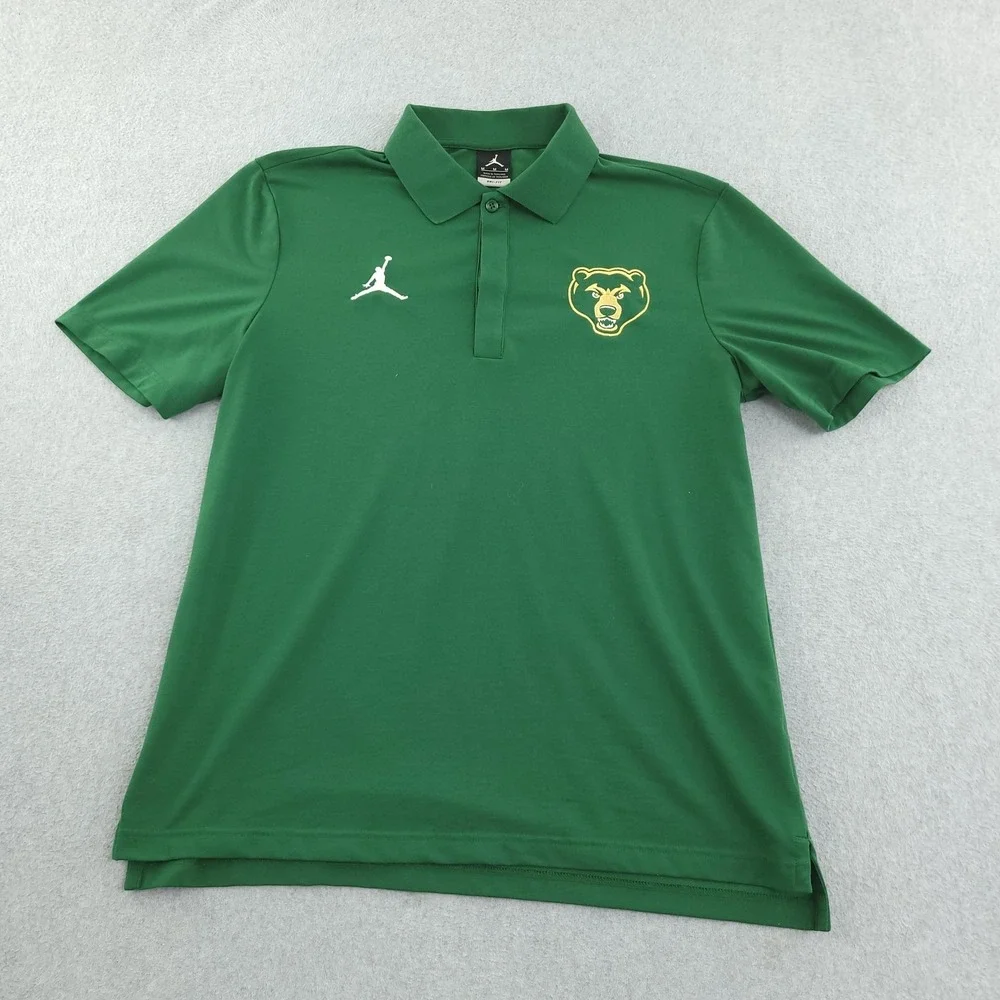Jordan Baylor Bears Polo Shirt Mens Medium Green NCAA Basketball Dri Fit